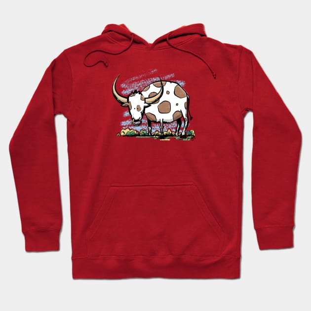 Long horned bull Hoodie by Jason's Doodles